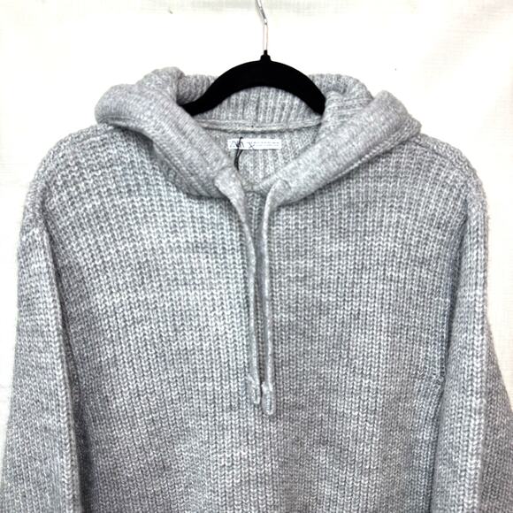 ZARA Chunky Knit Hoodie Size M Oversize Sweater Cozy Capsule Minimalist neutral - Picture 2 of 8